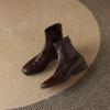 Krazing Pot Зимние ботильоны из микрофибры с квадратным носком, современный размер 33, размер 43, металлические заклепки, средний каблук, на молнии, женские ботильоны