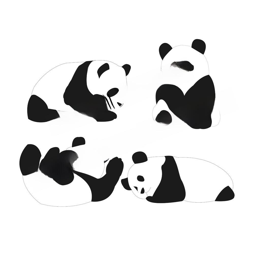 Set of 4 Cute Panda Figurines for DIY Mini Landscapes and Succulent Gardens