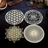 Handmade Coasters Flower of Life Shape Flower Of Life Energy Mat Wooden Wall Sign Slice Wood Base