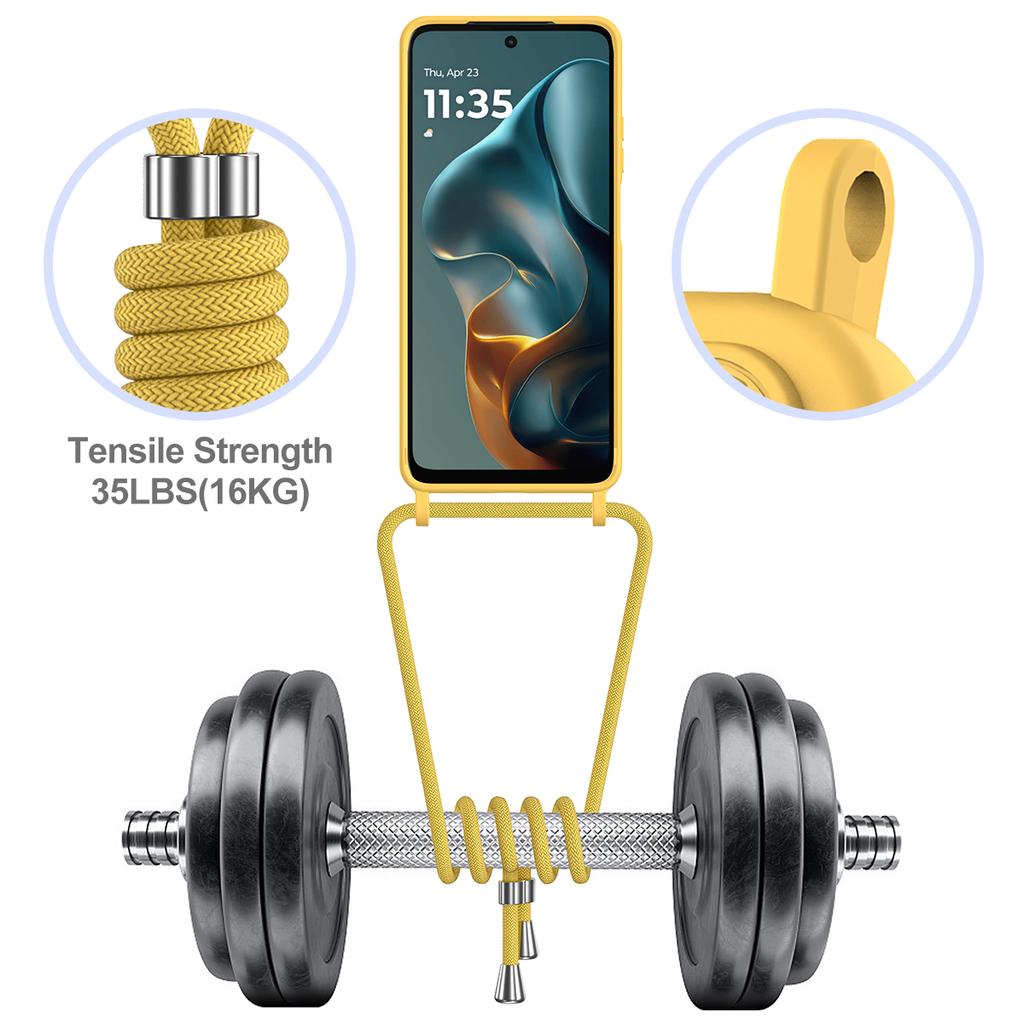 Для Motorola Moto E15 4G/Motorola Moto G05 4G Чехол Жидкий силикон Держатель для карт Задняя крышка телефона со шнурком