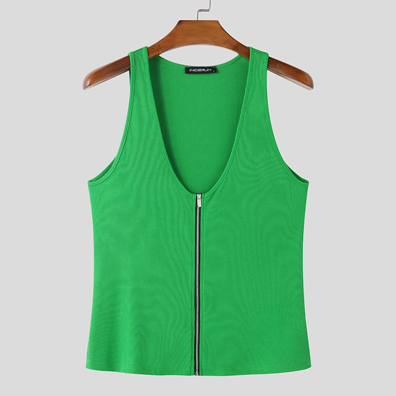 INCERUN Мужская летняя повседневная домашняя одежда с глубоким V-образным вырезом без рукавов, майки, футболки