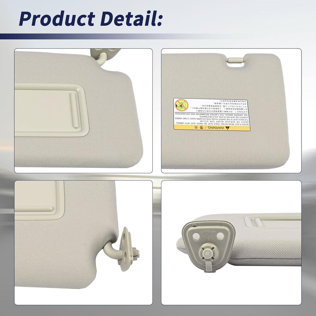 Солнцезащитный козырек со стороны пассажира подходит для Nissan Versa 2007 2008 2009 2010 2011 2012 Замена 96400-EL31A Передний правый | Солнцезащитный козырек | Зеркало для макияжа |