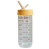 Alarm Clock Sports Water Bottle Large Capacity Outdoor Glass Straw Cup  Primary School Students