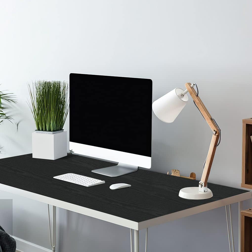 Черная Деревянная Контактная Бумага Отслаивающаяся Самоклеящаяся Обои, Декоративная Виниловая Пленка для Столешницы Шкафов, Легко Чистить