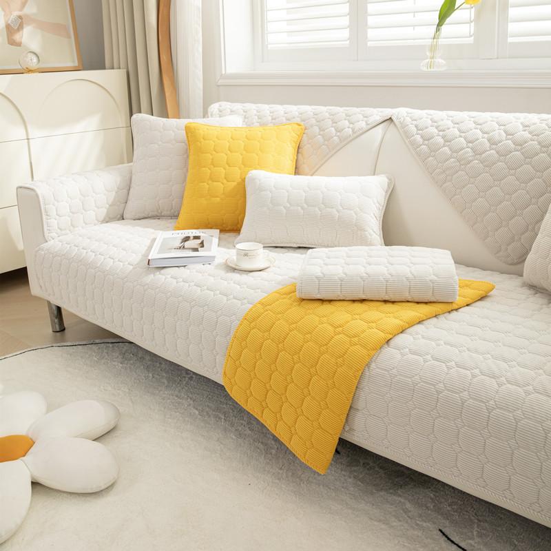 Thicke Sofa Cover Non-slip Couch Cover Cushion Slipcover for Living Room Universal for All Seasons Corduroy Home Protector Cover