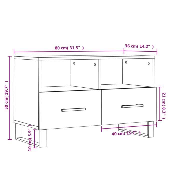 VidaXL TV Stand White 80x36x50 Cm Engineered Wood 828996