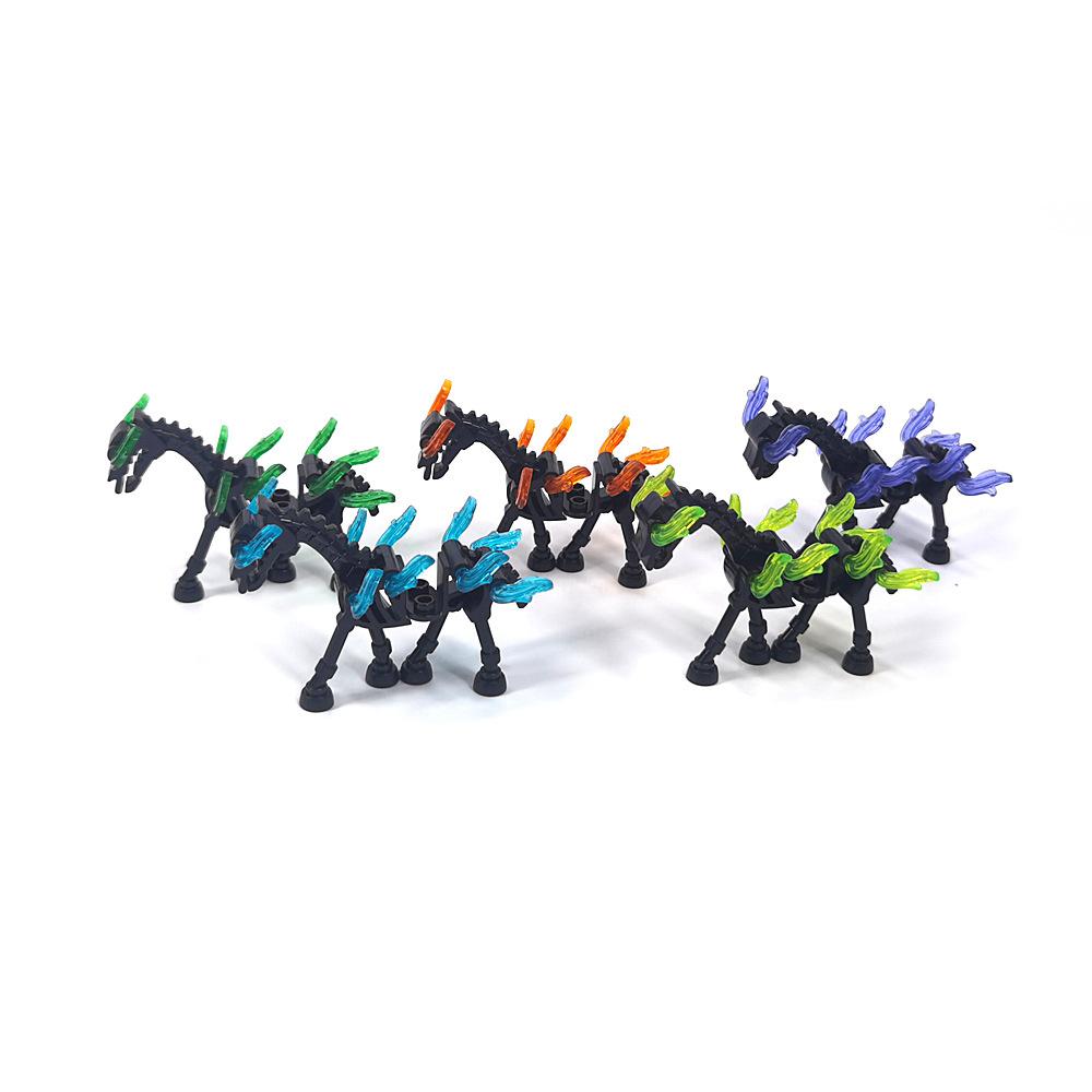 Small Pellet Animal Medieval 59228 Skeleton Flame Horse Assembled Halloween Building Block Toy