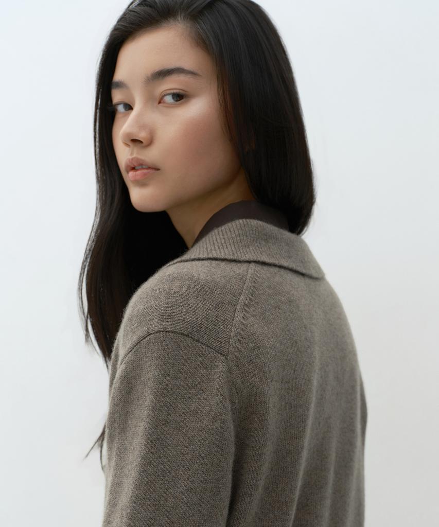 MUSINSA STANDARD WOMAN [Victoria Wool] Women'S Collared Knit [Taupe]