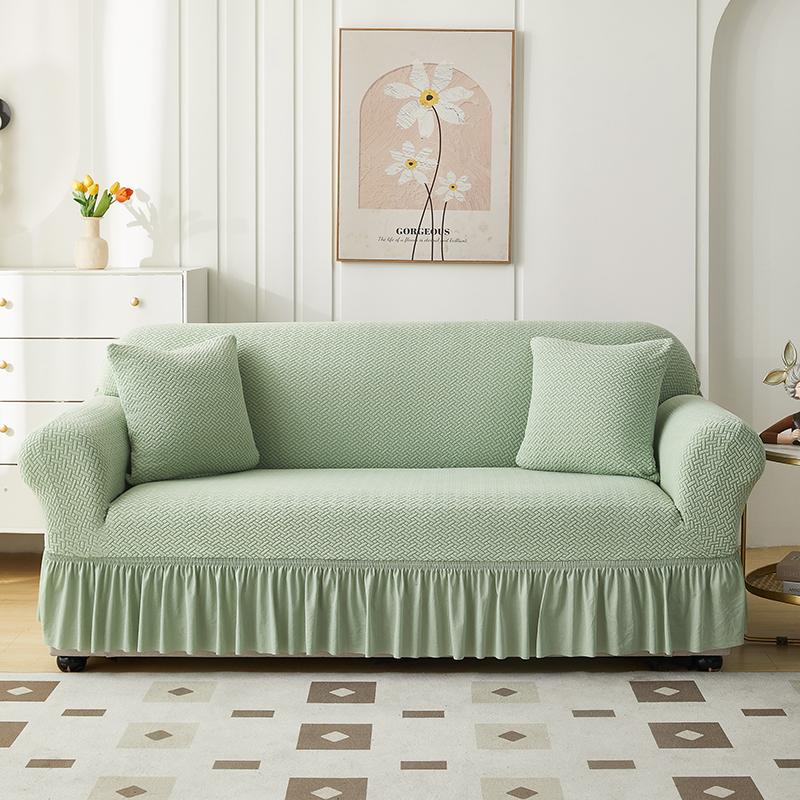 Чехол для дивана с жаккардовым принтом и юбкой, универсальный чехол для дивана в гостиную на 1/2/3/4 места