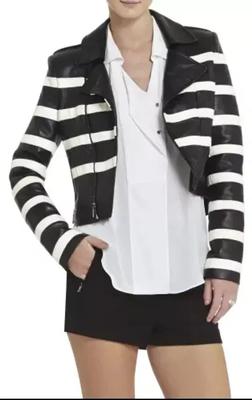 Новая стильная куртка ручной работы из овчины, мягкая кожаная женская, черная, настоящая байкерская