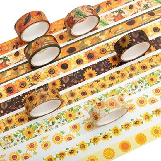 Малярная лента набор 10 штук Подсолнух васи цветочный узор DIY ремесло журнал планировщик скрапбукинг упаковка украшение подарка