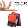 Anti-Falling Finger Ring Card Holder Leather Case for Samsung Galaxy Z Flip 4 Flip4 5G Flip3 Flip5 Flip 3 5 Zflip3 Phone Cover