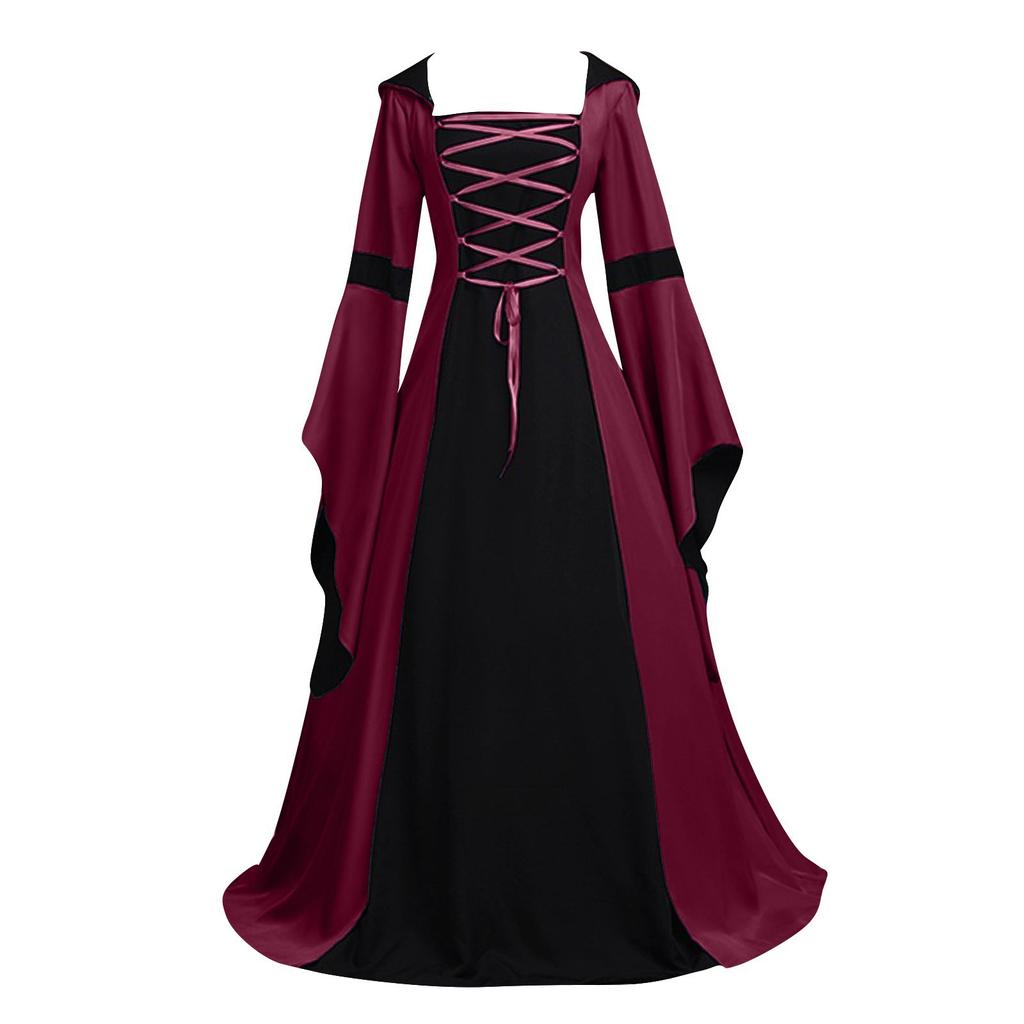 Women's Halloween Dress Fashion Vintage Long Sleeve Big Swing Dress