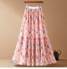 Шифоновая юбка миди с цветочным принтом, с высокой талией, А-силуэта, женственный стиль для весны-лета QT2605