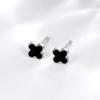 Clover Enamel Stud Earrings: Women's Korean Cold Style Small Flower Mori Student Fashion