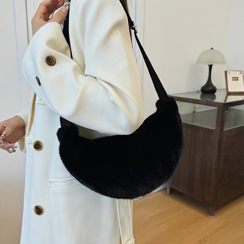 Yogodlns Женская плюшевая сумка кроссбоди Осень Зима Пушистая сумка-хобо Повседневная универсальная сумка на плечо Модная легкая сумка подмышку