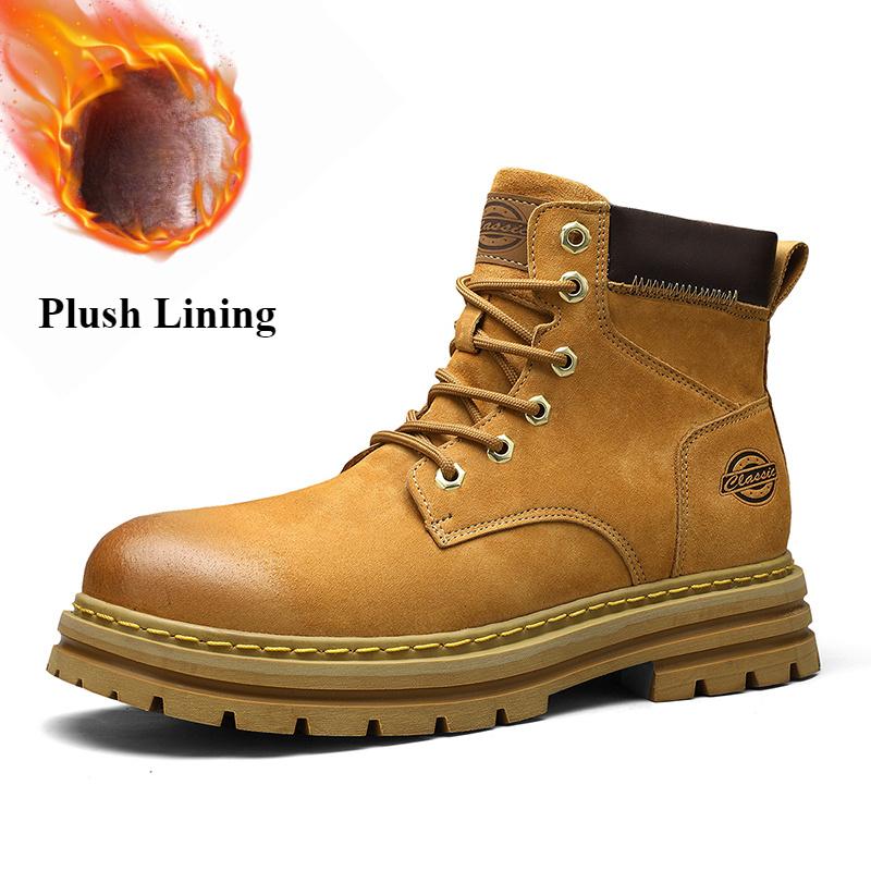 Мужские ботильоны с высоким берцем, короткие зимние ботинки, повседневная обувь из плюша для активного отдыха