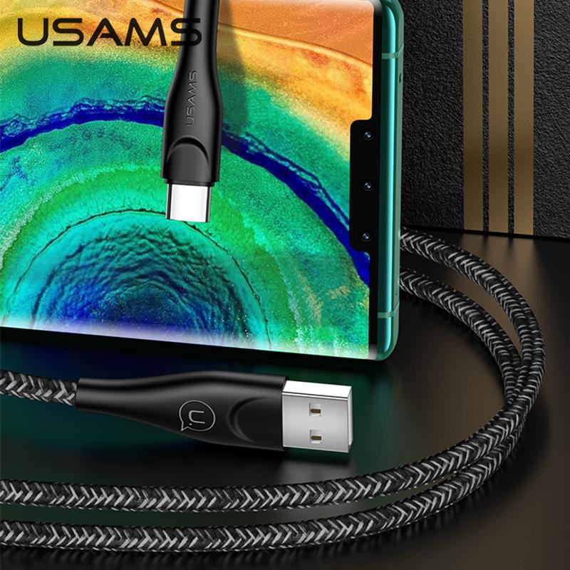 USAMS 2A 1 м 2 м 3 м Micro USB Type C Lightning Телефон Зарядка данных Плетеный кабель для iPhone 13 12 11 Huawei Samsung Xiaomi Redmi
