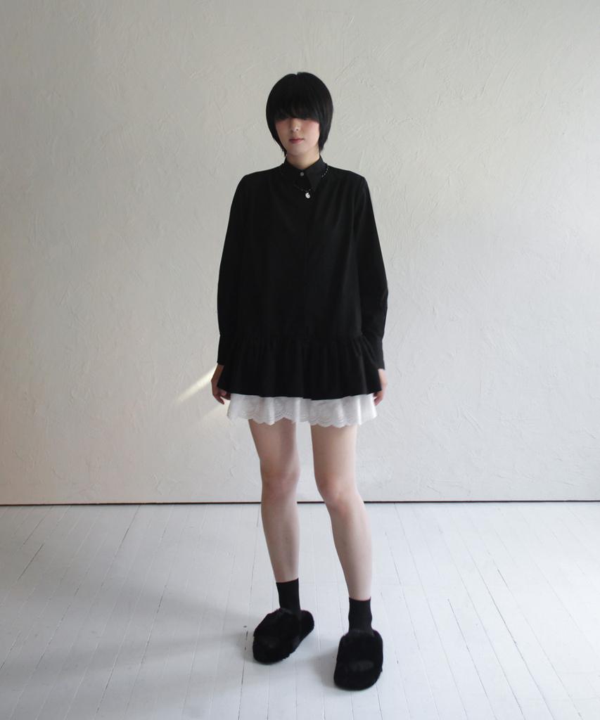 Rubati Ruffle Shirt Mini Dress_Black