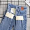 Fleece Warm Denim Pencil Pants Women Winter Thick Velvet Jeans High Waist Women