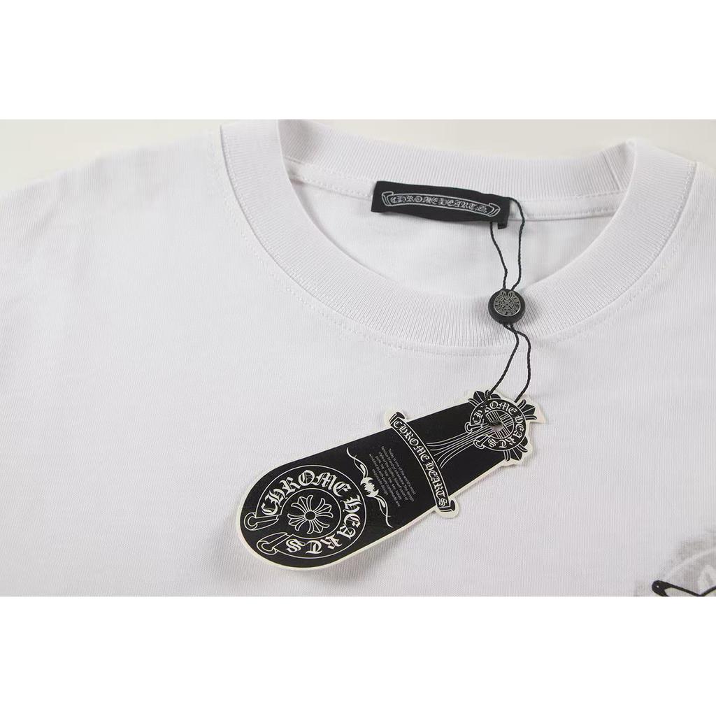 W386 CHROME HEARTS Лето 2026 Новая Высококачественная Хлопковая Круглый Вырез Свободная Большого Размера Футболка Футболка для Пары