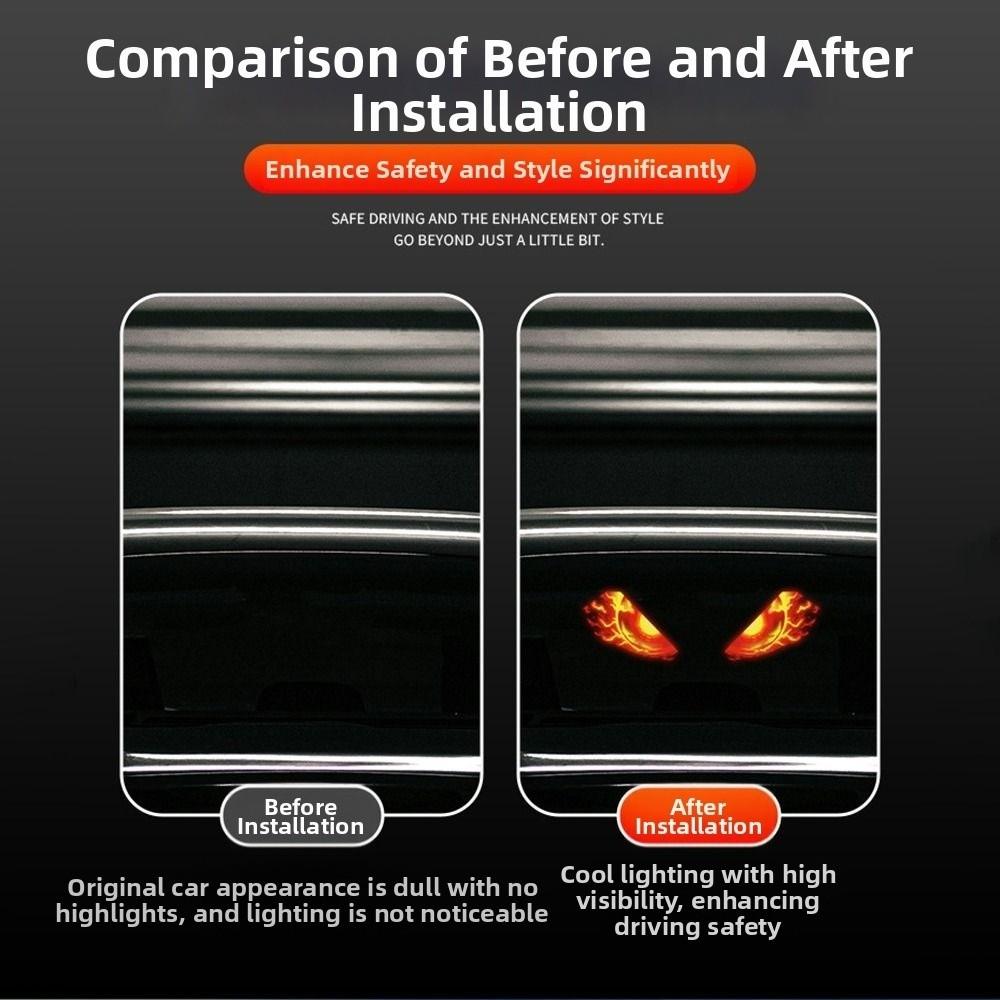 Dynamic Display Solar LED Devil Eyes Car Lights Warning Flashing Signal Indicator Auto Window