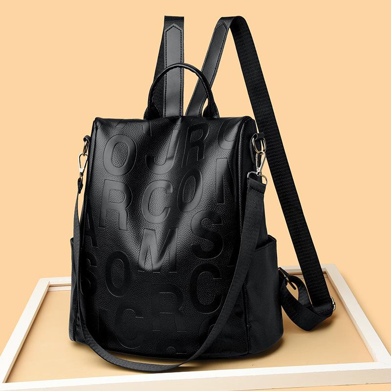 Рюкзак женский многофункциональный школьный рюкзак большой вместимости сумка на одно плечо мягкий ПУ однотонный женский дорожный рюкзак через плечо