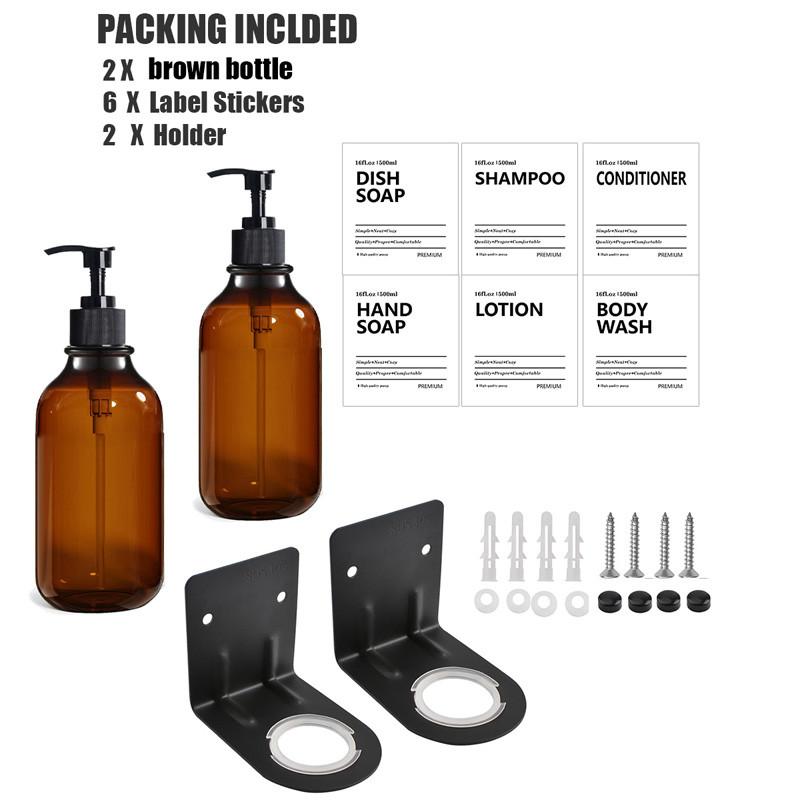 500 мл дозатор для жидкого мыла многоразовый пустой шампунь кондиционер гель для душа контейнер с этикеткой/стойка/поднос для ванной комнаты кухни