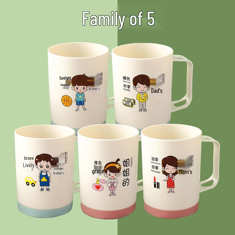 Family Toothbrush Cup Set: Parent-Child, 3-5 Person Oral Hygiene Kit with Mouthwash Cups