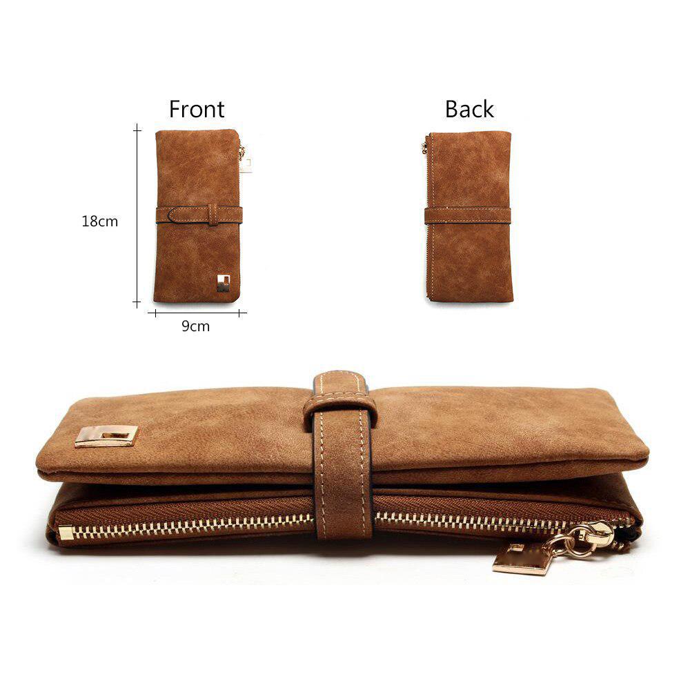 Yogodlns Fashion Women Wallets Nubuck Leather Zipper Wallet Women's Long Design Purse
