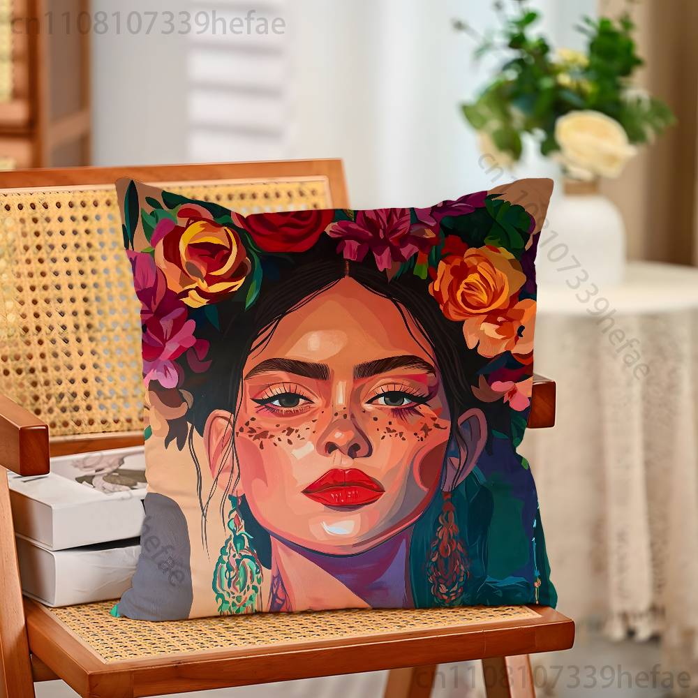 Fashion FFridaS KKahlo Pillow Cases for Bedroom Living Room Sofa Home Decor Polyester Cushion Cover with Zipper