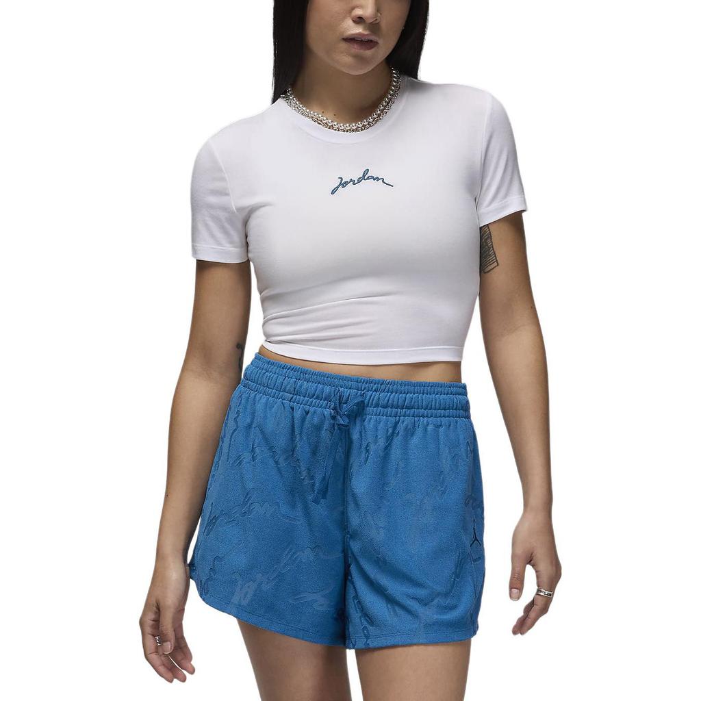 Jordan Футболка-пуловер Slim Fit с коротким рукавом и круглым вырезом, женские топы белого цвета FN5721-100