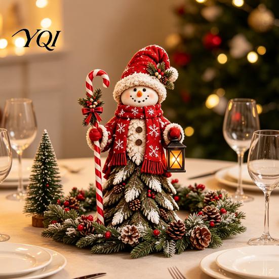 Christmas Witch Collectibles Santa Claus/Snowman/Witch Figurine with Tree Skirt Design, Table Centerpiece Decorative Figurines for Mantel Christmas,