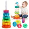 Rotating Rainbow Tower Youngsters Stacking Puzzle Toys Safety Youngsters's Toys Sensory Toys Educational Toys for Youngsters