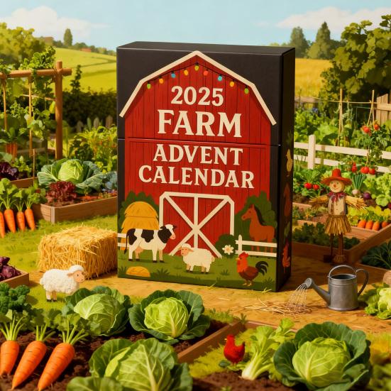 2025 Фермерский Адвент-календарь 24 дня Обратный отсчет до Рождества с 2D акриловыми украшениями в виде фермерских животных и амбара, Набор подвесных украшений для рождественской елки, Праздничный подарок