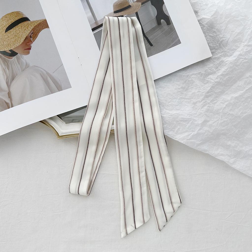 Commuter Striped Small Silk Scarf Women'S Thin And Narrow Strip Pointed Corner Scarf Versatile Bag Shirt Ribbon Streamer Headband