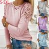 New Southeast Asian Solid Color Slim Fit Lace Hollow Long Sleeved T-shirt In Stock