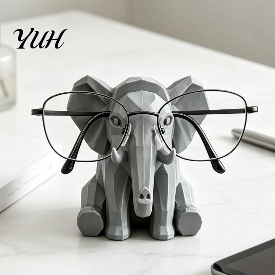 Minimalist Glasses Stand Elephant Shape Holder, 3D Printed Geometric Eyeglass Display Decorative Holder Organizer, Desktop Ornament for Home