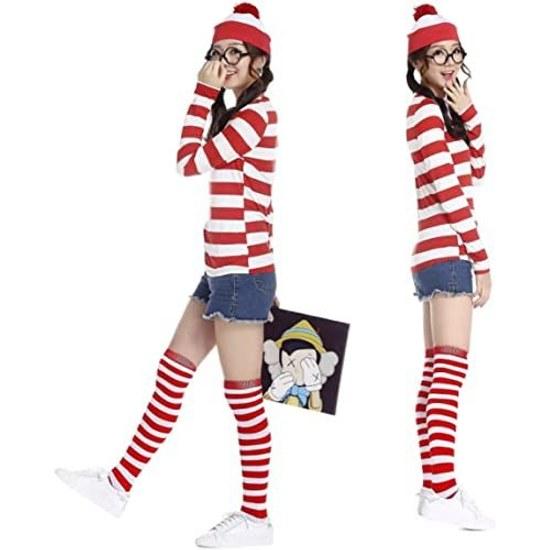 LAMONKE Halloween Cosplay Wally Unisex Costume Wheres Adult Child Stage Performance Outfit Christmas Year Party Year-End Event School Festival