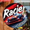 2D Flat 20*20cm1pc Raciel Vivid Red&blue Racing Pattern Round Pendant, Racing Car Racing In the Lane Scene Fast Design Home Decoration, Perfect For
