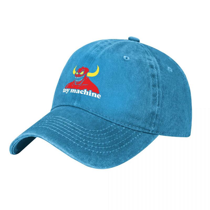 Toy Machine Devil Logo Washed Canvas Baseball Cap Classic Fit Adjustable Hat Streetwear Style Design