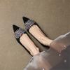 Fashion New Spring/Autumn Genuine Leather Women Shoes Pointed Toe Shoes for Women Fashion Rhinestone Loafers Shallow Mouth Women Pumps