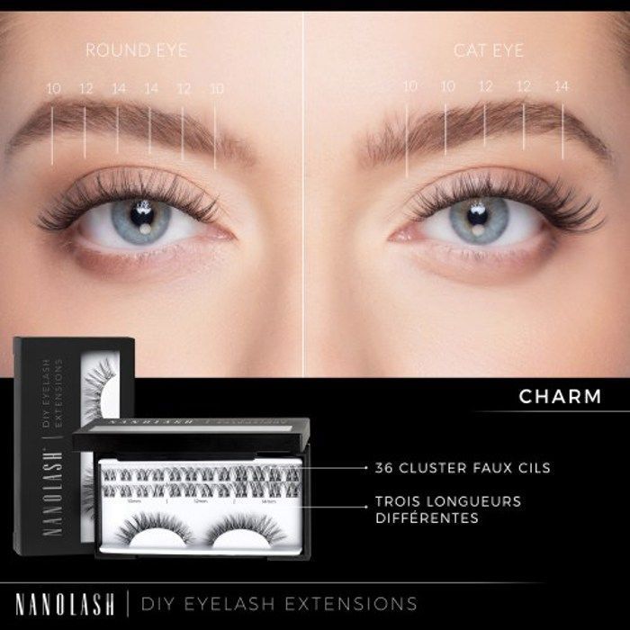 Накладные ресницы - Nanolash - Стартовый набор - Нанесение в домашних условиях - Черный цвет - Пучковые наращивания