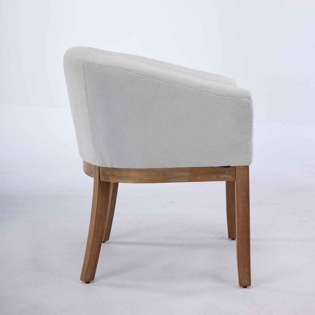 Mid Century Modern Upholstered Barrel Dining Chairs with Arms,19" W Accent Chairs for Living Room,Single Pack,Beige,DE1891BG