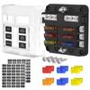 12V Fuse Block 6 Way with LED Indicator Light 12 Volt Fuse Box ATO/ATC Marine Fuse Panel Waterproof 24V for Automotive Boat Car
