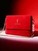 Красная рождественская сумочка YSL, сумка через плечо/кроссбоди с золотым логотипом, клапан, роскошная праздничная косметичка, женский рождественский подарок