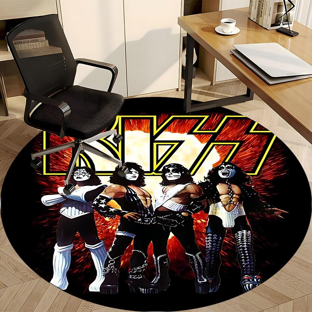1 шт. Круглый ковер с логотипом группы KISS для офиса, под офисные стулья, спальни, гостиной, домашний декор a1016286