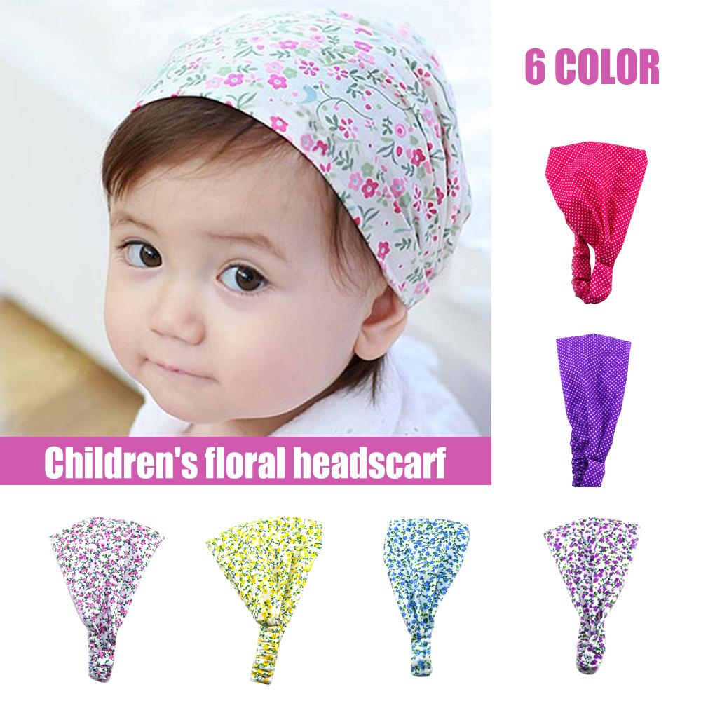 Cute Elastic Floral Polka Dot Print Headscarf Baby Turban Headband Bandana Hats