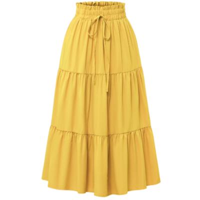 Женская модная однотонная цветочная юбка с эластичной талией и завязками на талии