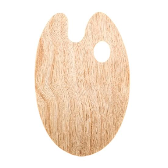 Durable Beech Wood Palette Wooden Paint Palette, Square Oval Shaped Artist Painting Tray with Large Thumb Hole for Acrylic Watercolor Oil Paint,